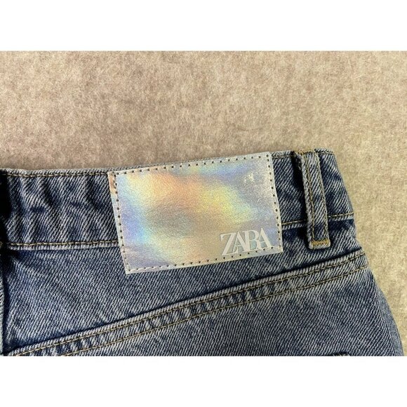 NWT Zara Jeans High Rise Mom Leg Ankle Rigid Size 6 Distressed Casual - Picture 5 of 13